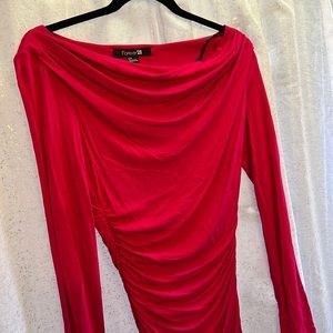 Lightweight, long sleeve, hit pink dress